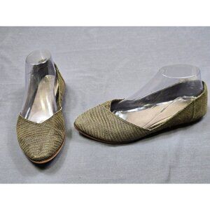 Toms Olive Green Textured Slip-On Flats W 7.5